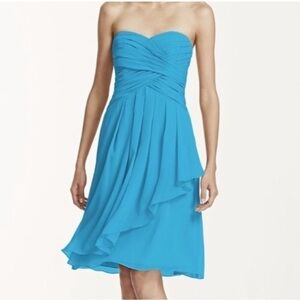 David's Bridal Strapless Turquoise Dress - Size 20